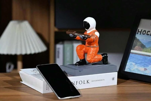 Alt view image 5 of 7 - Bks Astronaut Resin Pen Holder Desktop Organizer Phone Stand Device Holder Decorative Office Desk Accessory (Orange&Black)