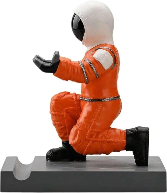 Alt view image 6 of 7 - Bks Astronaut Resin Pen Holder Desktop Organizer Phone Stand Device Holder Decorative Office Desk Accessory (Orange&Black)