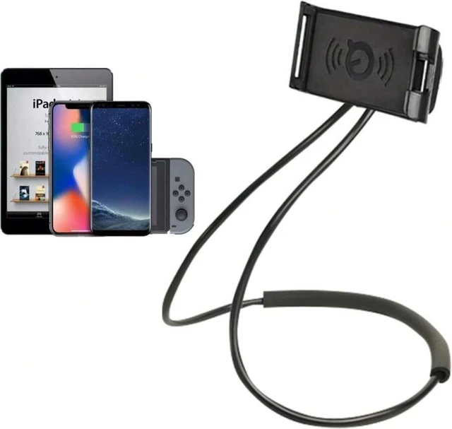 Alt view image 3 of 7 - Bks Universal Smart Mobile Phone Stand Hanging Neck Holder Lazy Cell Phone Mount Adjustable 360 Rotation (Black)