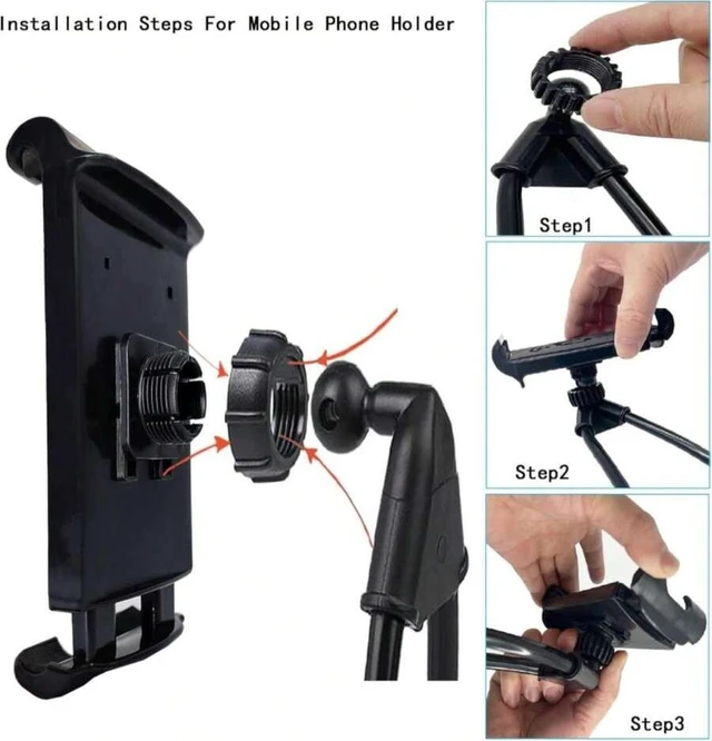 Alt view image 6 of 7 - Bks Universal Smart Mobile Phone Stand Hanging Neck Holder Lazy Cell Phone Mount Adjustable 360 Rotation (Black)