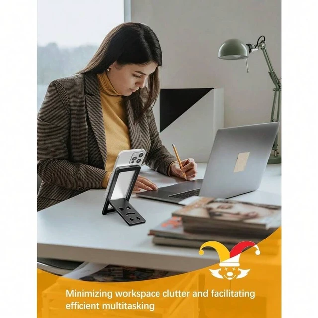 Alt view image 6 of 6 - Bks Ultra-Thin Foldable Aluminum Phone Stand Holder For Desk Travel Portable Compatible With IPhone All Models Fits 3.7 To 7 Inch Devices Black