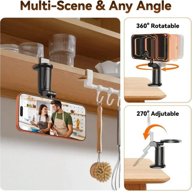 Alt view image 4 of 7 - Bks Adjustable Handlebar Phone Stand Rotating Bracket Fioenna Airplane Travel Essentials Phone Holder For Magsafe Universal 360 Degree Rotation Airplane Gadgets Phone Mount For Flight Europe Vacation