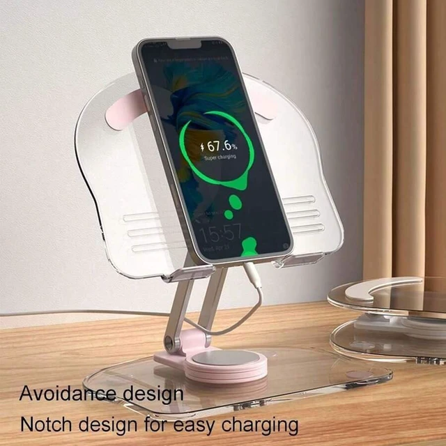 Alt view image 5 of 6 - Bks 360 Degree Rotating Mobile Tablet Stand, Adjustable Foldable Desktop Holder Base, Multi-Angle Non-Slip Silicone Base, Portable for Android Phone