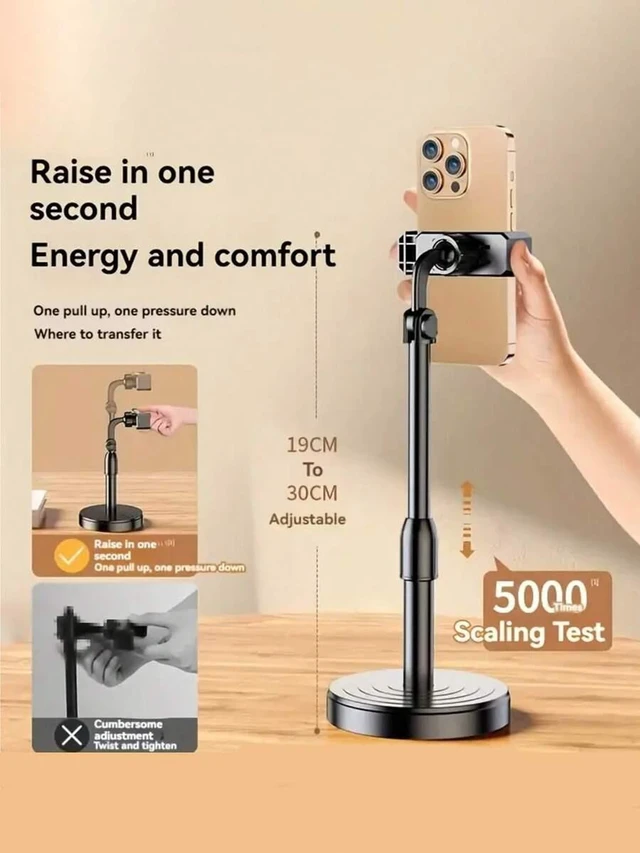Alt view image 2 of 7 - Bks Adjustable Mobile Phone Live Streaming Tripod Portable Desktop Camera Stand Slouchy Bracket TV Broadcast Holder Heavy Duty Base
