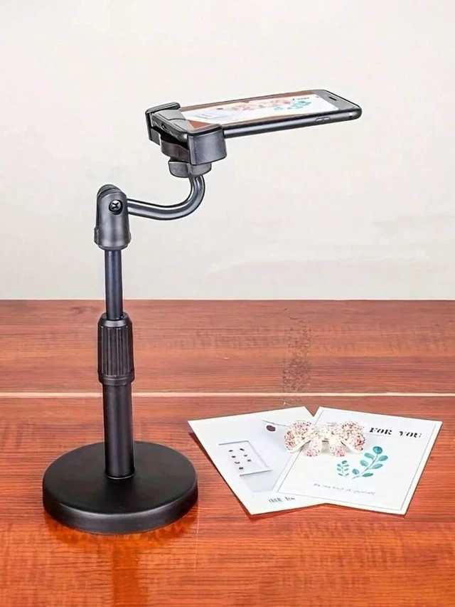 Alt view image 5 of 7 - Bks Adjustable Mobile Phone Live Streaming Tripod Portable Desktop Camera Stand Slouchy Bracket TV Broadcast Holder Heavy Duty Base