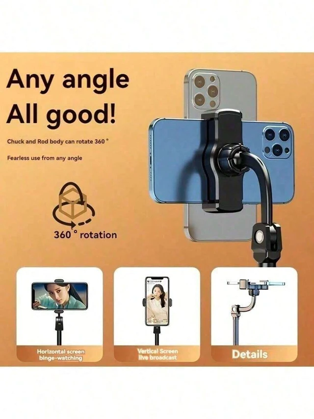 Alt view image 3 of 7 - Bks Adjustable Rotating Waterproof ABS Desktop Tripod Phone Stand for Video Watching Live Streaming Hands-Free Support Gift