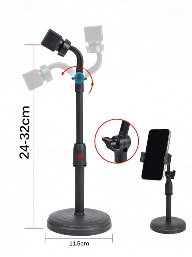 Alt view image 6 of 7 - Bks Adjustable Rotating Waterproof ABS Desktop Tripod Phone Stand for Video Watching Live Streaming Hands-Free Support Gift