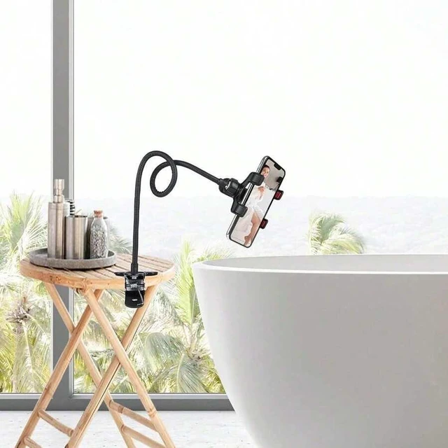 Alt view image 2 of 7 - Bks Flexible Gooseneck Phone Holder Bed Desk Mount 360° Adjustable Clamp Clip Overhead Stand for 4-7 Inch Cellphone