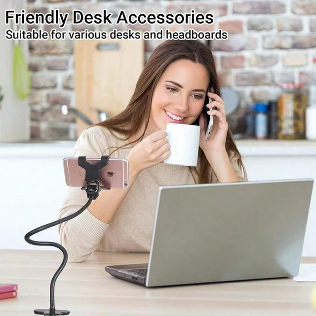 Alt view image 5 of 7 - Bks Flexible Gooseneck Phone Holder Bed Desk Mount 360° Adjustable Clamp Clip Overhead Stand for 4-7 Inch Cellphone
