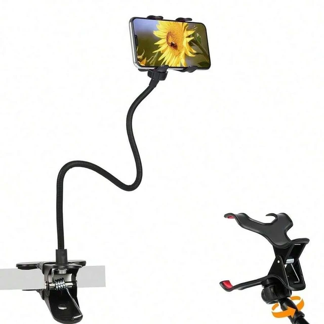Alt view image 7 of 7 - Bks Flexible Gooseneck Phone Holder Bed Desk Mount 360° Adjustable Clamp Clip Overhead Stand for 4-7 Inch Cellphone