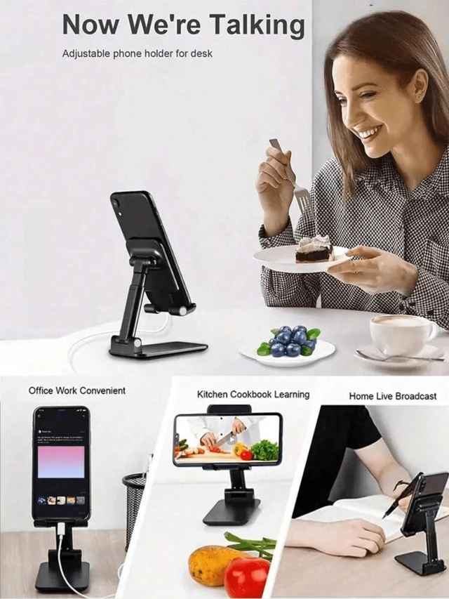 Alt view image 5 of 7 - Bks 360 Rotatable Foldable Phone Stand Adjustable Desktop Holder Base Compatible With iPhone Android Galaxy Samsung Switch All Smartphones