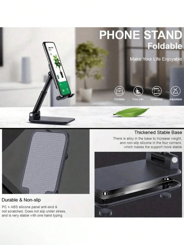 Alt view image 6 of 7 - Bks 360 Rotatable Foldable Phone Stand Adjustable Desktop Holder Base Compatible With iPhone Android Galaxy Samsung Switch All Smartphones
