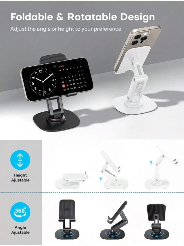 Alt view image 6 of 7 - Bks Metal Foldable Phone Stand, 360 Rotating Tablet Holder, Adjustable Desktop Mount for All Smartphones