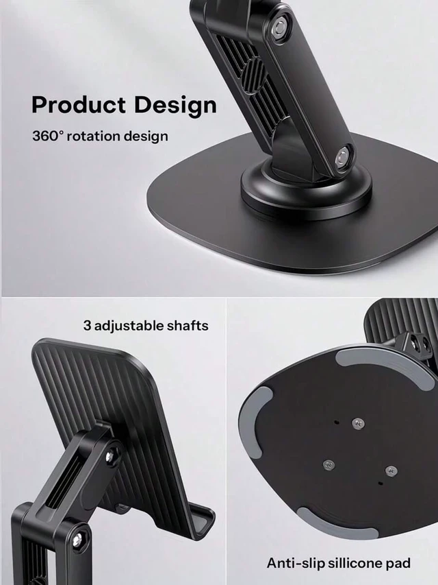 Alt view image 7 of 7 - Bks Metal Foldable Phone Stand, 360 Rotating Tablet Holder, Adjustable Desktop Mount for All Smartphones