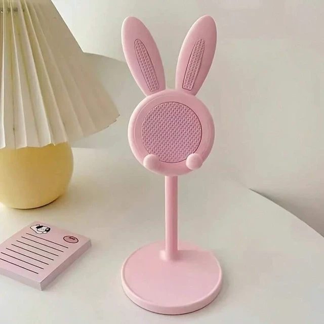 Alt view image 5 of 7 - Bks Adjustable Telescopic Rabbit Phone Stand, Kawaii Bunny Ears Desktop Holder, Height Angle Adjustable Dock for Phones Tablets
