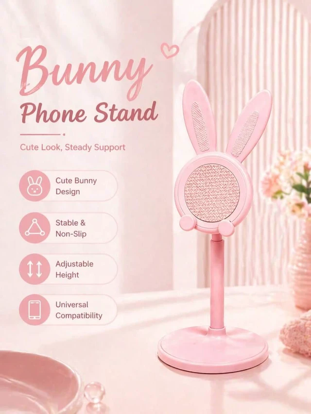 Alt view image 3 of 7 - Bks Bunny Phone Stand Adjustable Holder For Desk Tablet Use Cute Design