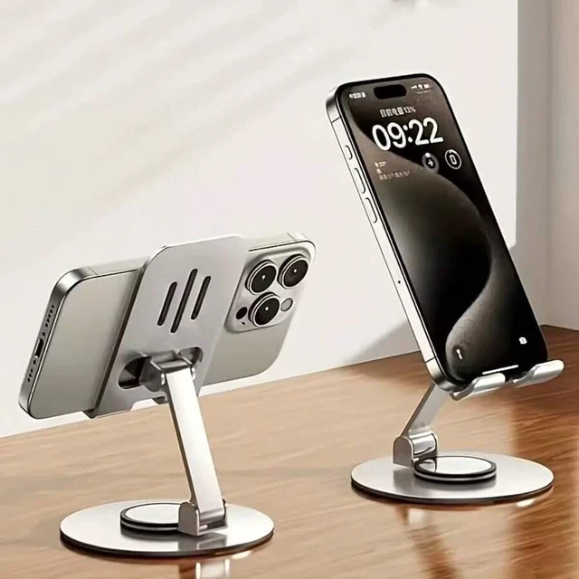 Alt view image 2 of 6 - Bks 360 Degree Rotatable Aluminum Phone Stand, Portable Foldable Desktop Holder for Smartphones Tablets