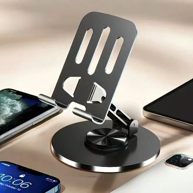 Alt view image 3 of 6 - Bks 360 Degree Rotatable Aluminum Phone Stand, Portable Foldable Desktop Holder for Smartphones Tablets
