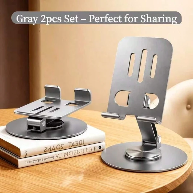 Alt view image 6 of 6 - Bks 360 Degree Rotatable Aluminum Phone Stand, Portable Foldable Desktop Holder for Smartphones Tablets