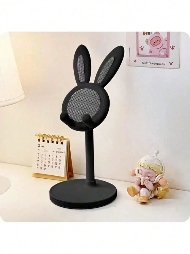 Alt view image 5 of 7 - Bks Adjustable Height Cartoon Rabbit Phone Stand, Waterproof Silicone Desktop Mount for iPhone Android, 360 Rotating Strong Load Bearing Home Office Gift