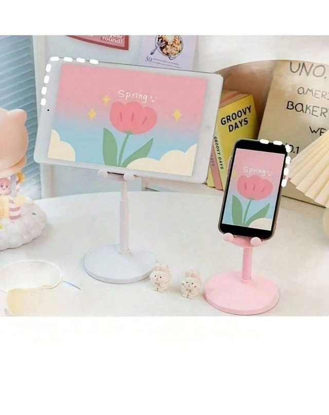 Alt view image 6 of 7 - Bks Adjustable Height Cartoon Rabbit Phone Stand, Waterproof Silicone Desktop Mount for iPhone Android, 360 Rotating Strong Load Bearing Home Office Gift