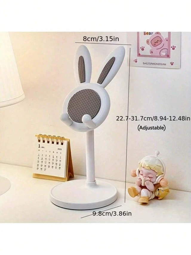 Alt view image 7 of 7 - Bks Adjustable Height Cartoon Rabbit Phone Stand, Waterproof Silicone Desktop Mount for iPhone Android, 360 Rotating Strong Load Bearing Home Office Gift