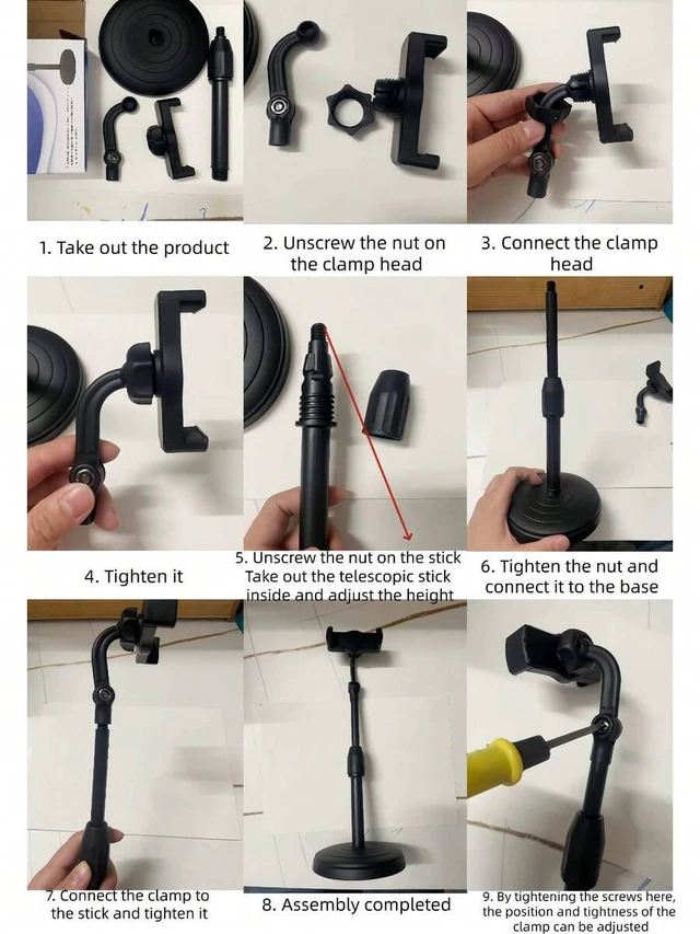 Alt view image 4 of 7 - Bks Adjustable Mobile Phone Live Broadcast Stand Portable Desktop Camera Holder Weighted Base Universal for iPhone Android