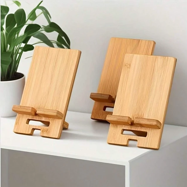 Alt view image 7 of 7 - Bks Adjustable Bamboo & Wood Phone Stand, Multi-Angle Desktop Holder for Home Office Bedside Viewing