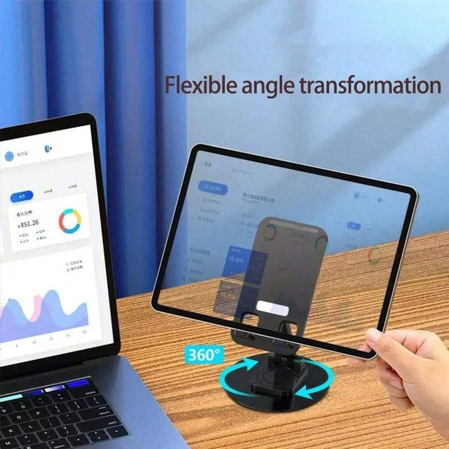 Alt view image 3 of 7 - Bks Rotating Alloy Phone Stand Desktop Holder for iPhone Samsung Tablet Adjustable Aluminum Mount