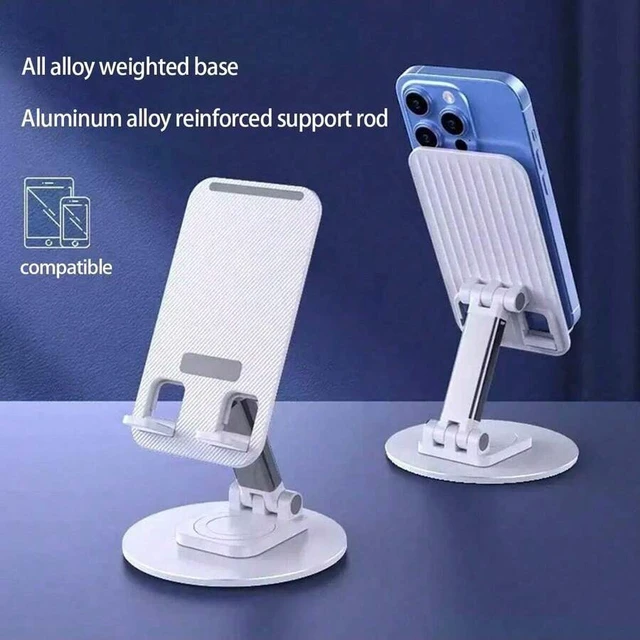 Alt view image 4 of 7 - Bks Rotating Alloy Phone Stand Desktop Holder for iPhone Samsung Tablet Adjustable Aluminum Mount