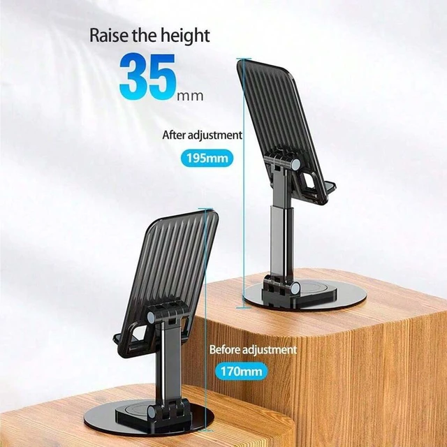 Alt view image 6 of 7 - Bks Rotating Alloy Phone Stand Desktop Holder for iPhone Samsung Tablet Adjustable Aluminum Mount