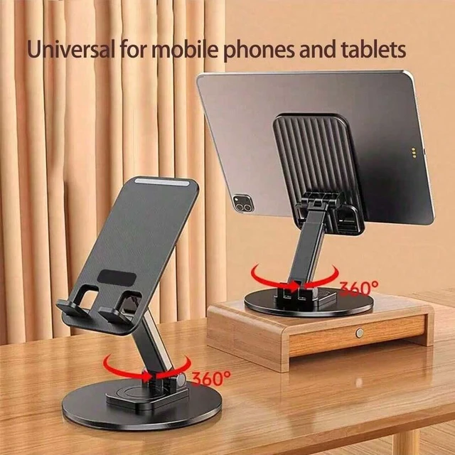 Main image of Bks Rotating Alloy Phone Stand Desktop Holder for iPhone Samsung Tablet Adjustable Aluminum Mount