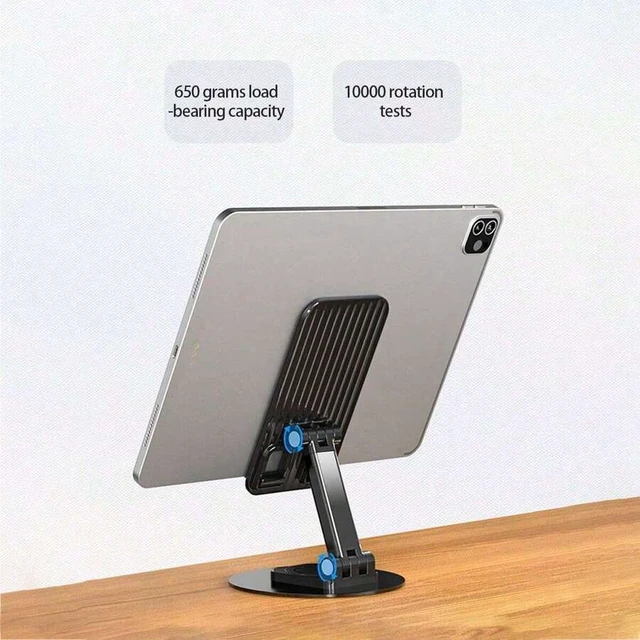 Alt view image 7 of 7 - Bks Rotating Alloy Phone Stand Desktop Holder for iPhone Samsung Tablet Adjustable Aluminum Mount
