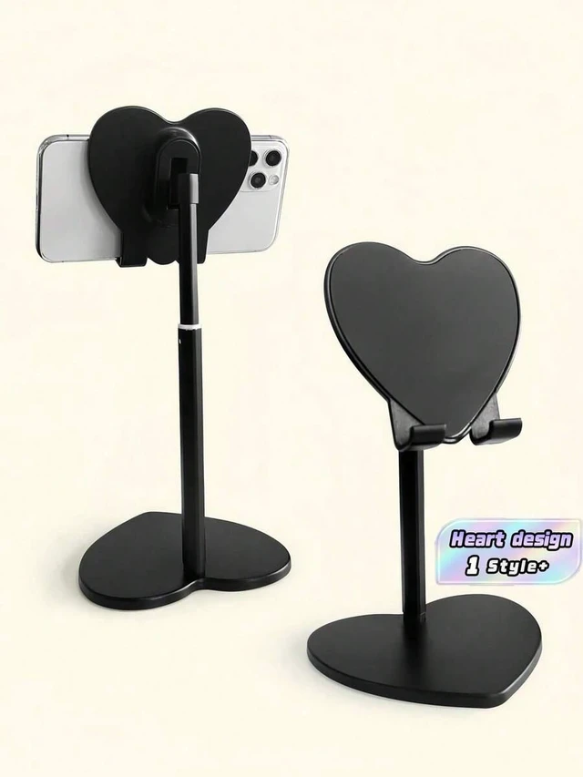 Alt view image 2 of 7 - Bks Heart Shaped Desktop Phone Stand Holder Universal for iPhone Android Cute Cellphone Mount Romantic Couple Gift Home Office Desk Accessories