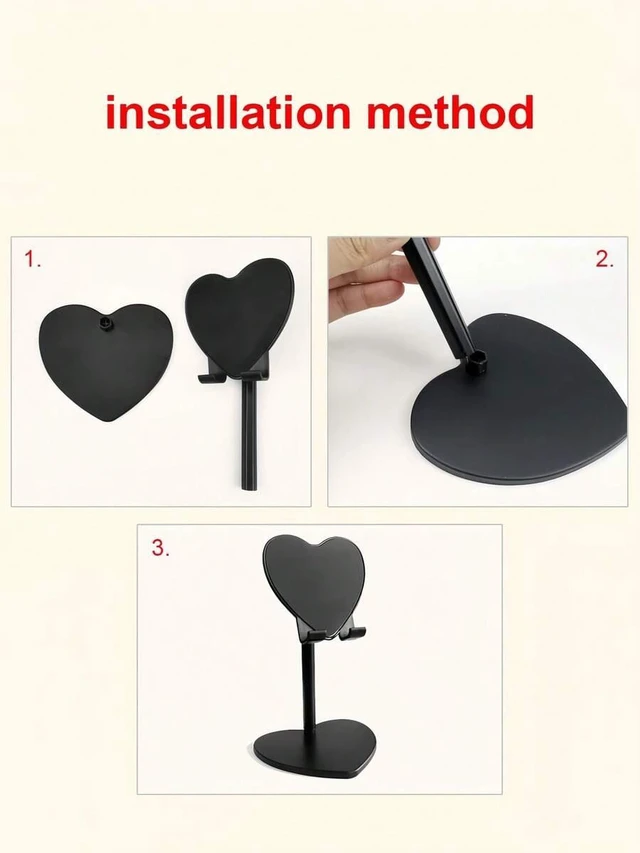 Alt view image 7 of 7 - Bks Heart Shaped Desktop Phone Stand Holder Universal for iPhone Android Cute Cellphone Mount Romantic Couple Gift Home Office Desk Accessories