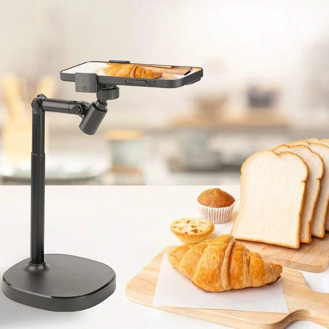 Alt view image 2 of 7 - Bks Adjustable Cantilever Articulated Arm Mobile Phone Stand Universal 360 Rotating Flexible Heavy-Duty ABS Base Desktop Holder For Live Streaming Video Recording Compatible With iPhone Android