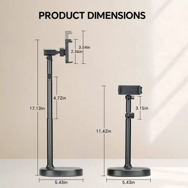 Alt view image 3 of 7 - Bks Adjustable Cantilever Articulated Arm Mobile Phone Stand Universal 360 Rotating Flexible Heavy-Duty ABS Base Desktop Holder For Live Streaming Video Recording Compatible With iPhone Android