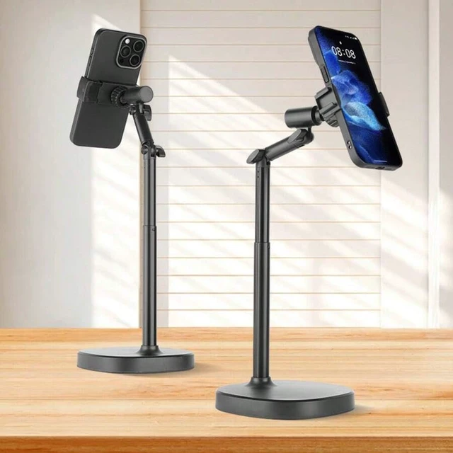 Alt view image 5 of 7 - Bks Adjustable Cantilever Articulated Arm Mobile Phone Stand Universal 360 Rotating Flexible Heavy-Duty ABS Base Desktop Holder For Live Streaming Video Recording Compatible With iPhone Android