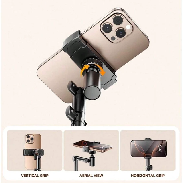 Alt view image 7 of 7 - Bks Adjustable Cantilever Articulated Arm Mobile Phone Stand Universal 360 Rotating Flexible Heavy-Duty ABS Base Desktop Holder For Live Streaming Video Recording Compatible With iPhone Android
