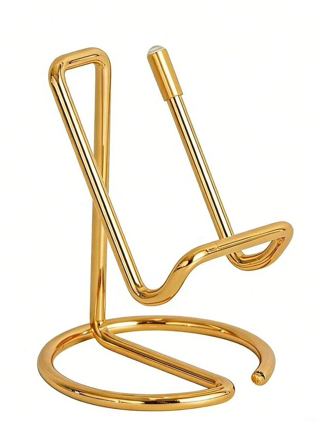 Main image of Bks 1pc Desktop Metal Phone Stand, Dual-Purpose Creative Business Card Holder, Gold Finish