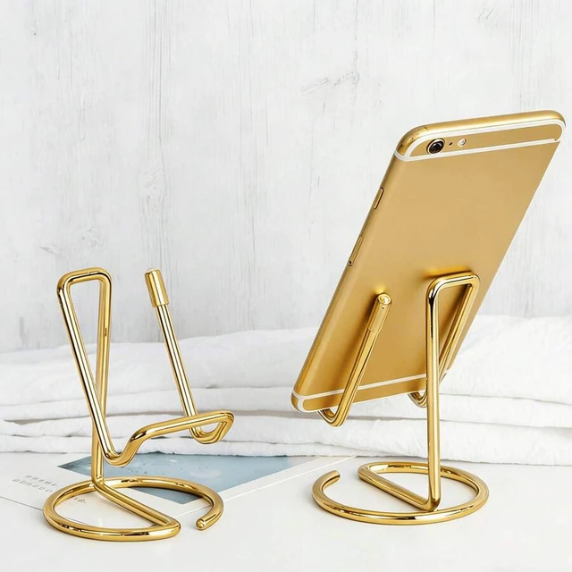 Alt view image 3 of 7 - Bks 1pc Desktop Metal Phone Stand, Dual-Purpose Creative Business Card Holder, Gold Finish