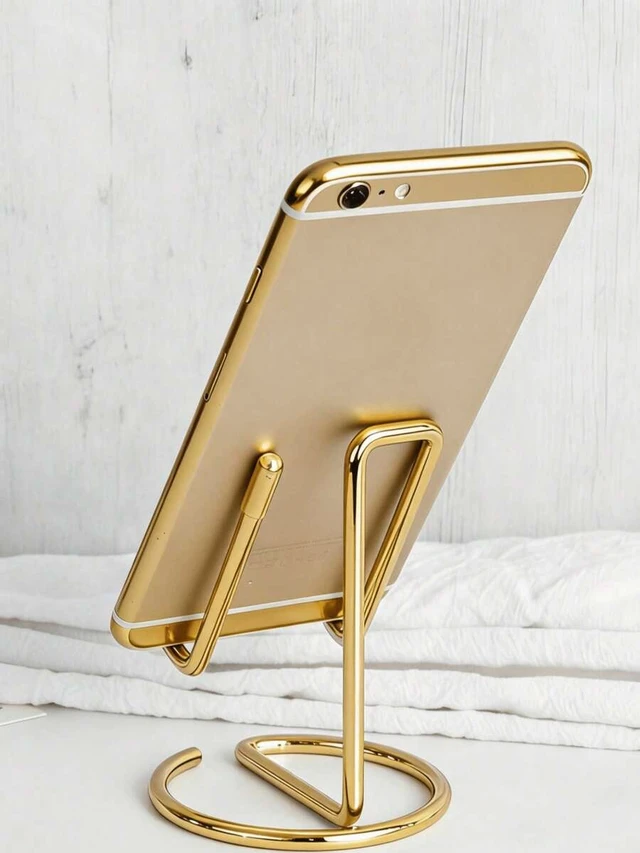 Alt view image 5 of 7 - Bks 1pc Desktop Metal Phone Stand, Dual-Purpose Creative Business Card Holder, Gold Finish