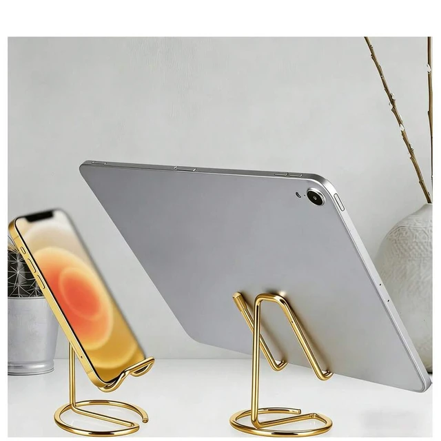 Alt view image 6 of 7 - Bks 1pc Desktop Metal Phone Stand, Dual-Purpose Creative Business Card Holder, Gold Finish