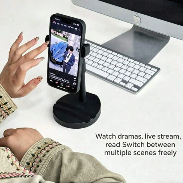 Alt view image 6 of 7 - Bks Desktop Phone Holder, 360° Rotatable & Retractable Lazy Stand, Adjustable Live Streaming Bracket For IPhone Samsung Xiaomi