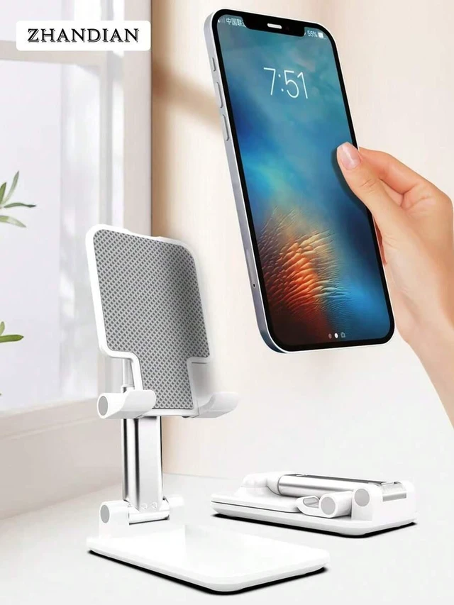 Alt view image 3 of 7 - Bks Adjustable Desktop Phone Stand Rotatable Dual-Fold Holder Compatible With iPhone 17 16 15 Pro Max 14 All Smartphones Mother's Day Gift