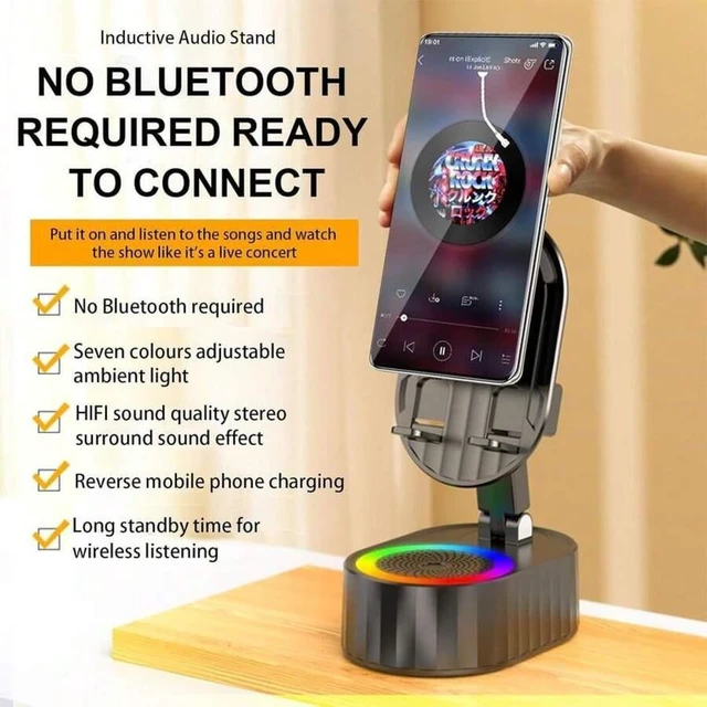 Alt view image 7 of 7 - Bks 5-in-1 Cell Phone Stand With Induction Charging Bluetooth Speaker Colorful Ambient Light Power Bank 3000mAh Non-Slip Base