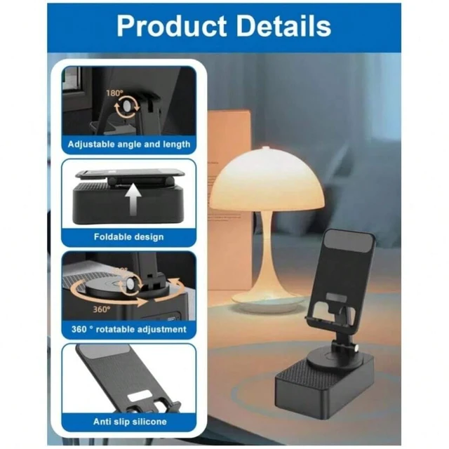 Alt view image 5 of 7 - Bks Wireless Bluetooth Speaker Phone Stand with LED Light Anti-Slip Base HD Surround Sound for Desk Home Outdoor
