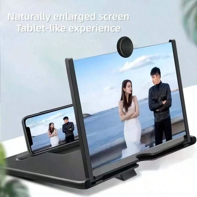 Main image of Bks Black Leather Screen Magnifier 3D HD Mobile Phone Amplifier Foldable Stand Holder For Any Smartphone