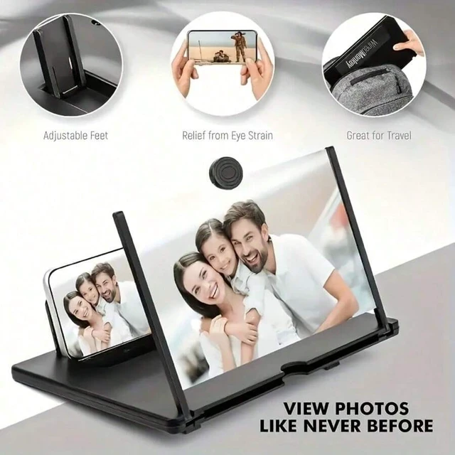 Alt view image 2 of 7 - Bks Black Leather Screen Magnifier 3D HD Mobile Phone Amplifier Foldable Stand Holder For Any Smartphone