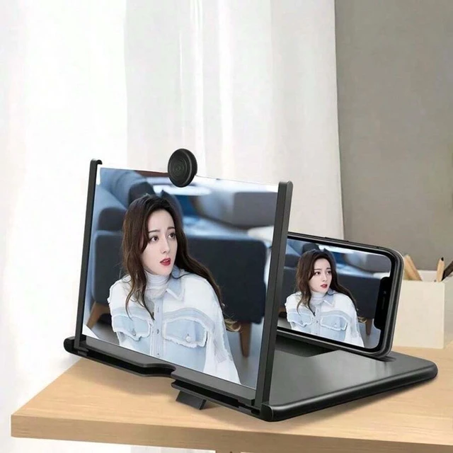 Alt view image 3 of 7 - Bks Black Leather Screen Magnifier 3D HD Mobile Phone Amplifier Foldable Stand Holder For Any Smartphone